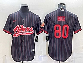 Men's San Francisco 49ers #80 Jerry Rice Black Pinstripe With Patch Cool Base Stitched Baseball Jersey,baseball caps,new era cap wholesale,wholesale hats